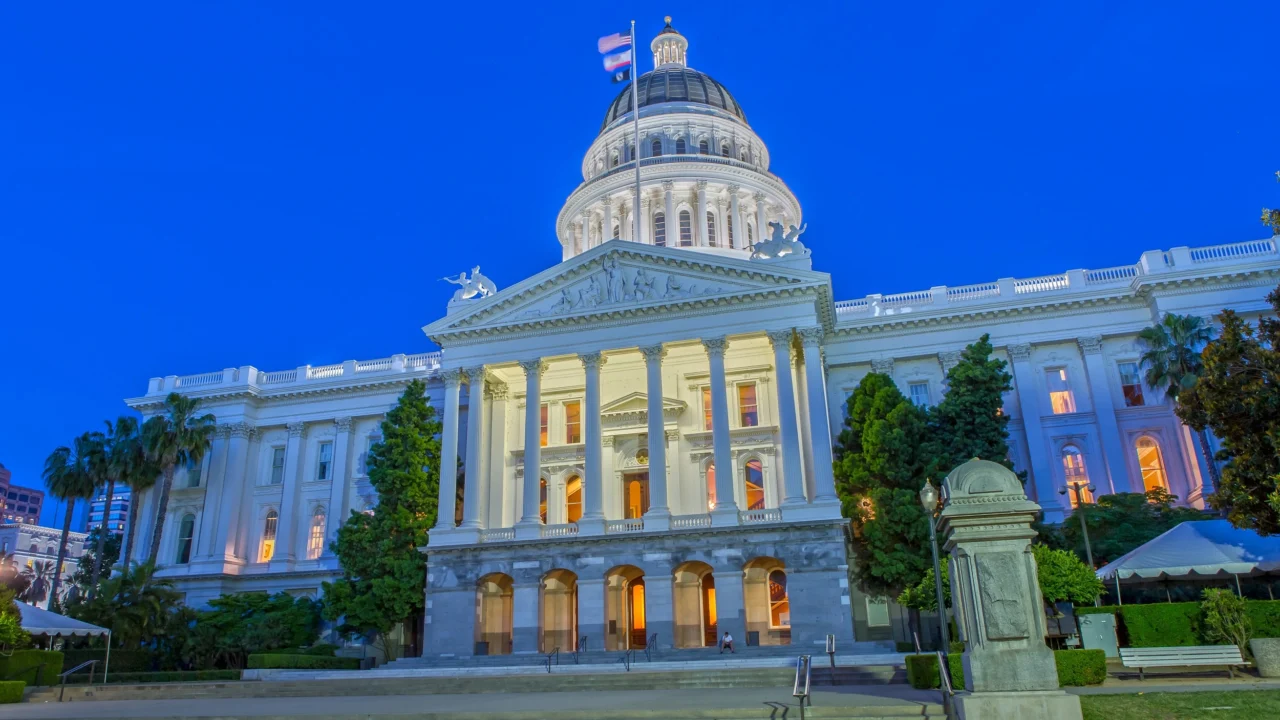 California capitol building at early evening