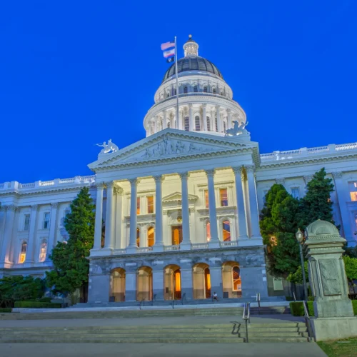 California capitol building at early evening