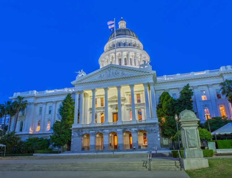 California capitol building at early evening